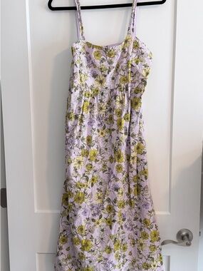 LOFT Lavender Dress with Yellow Floral Print